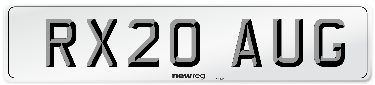 RX20 AUG Number Plate from New Reg